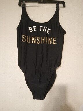 Hollister  Black One-Piece Swimsuit with Gold 'Sunshine' Print